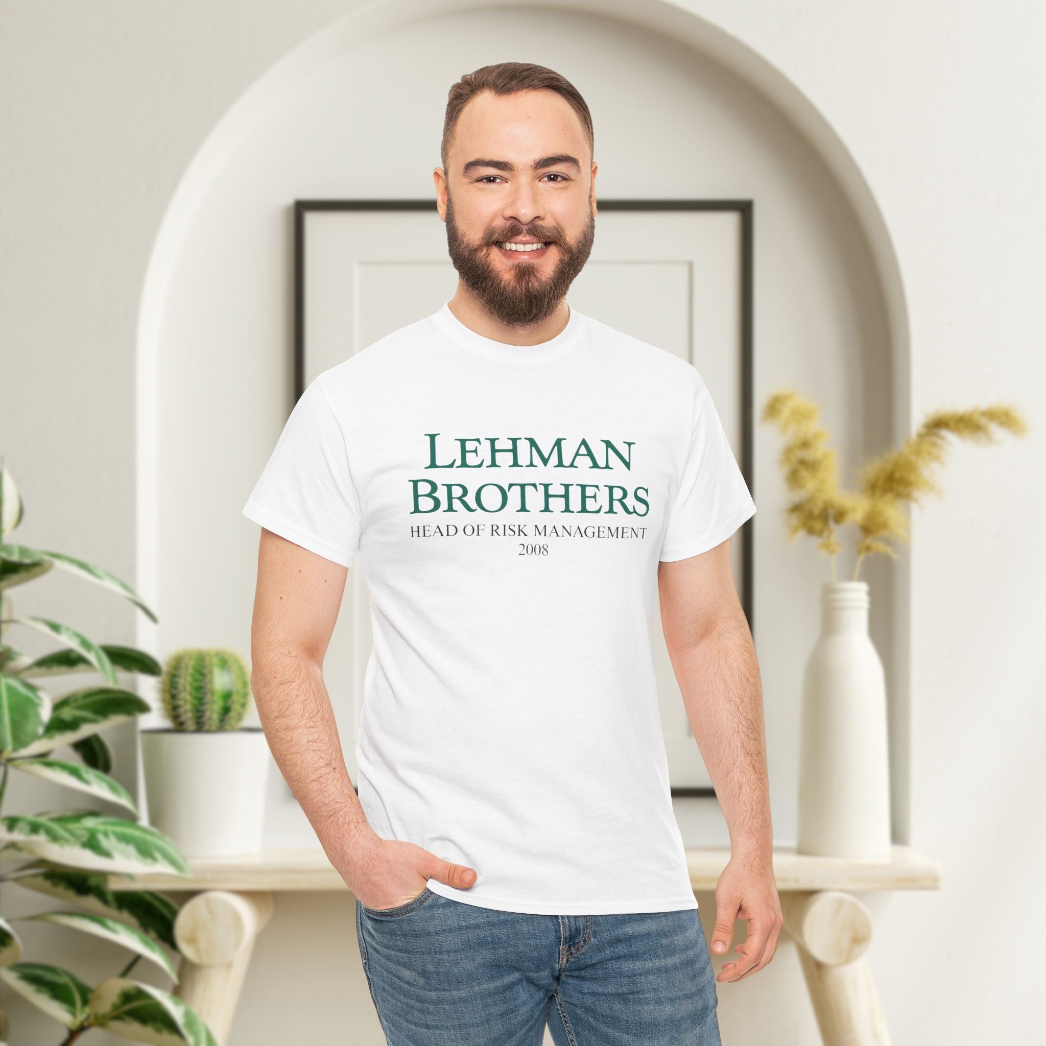 Lehman Brothers Vintage Logo Tee — 'Head of Risk Management' Graphic T-Shirt